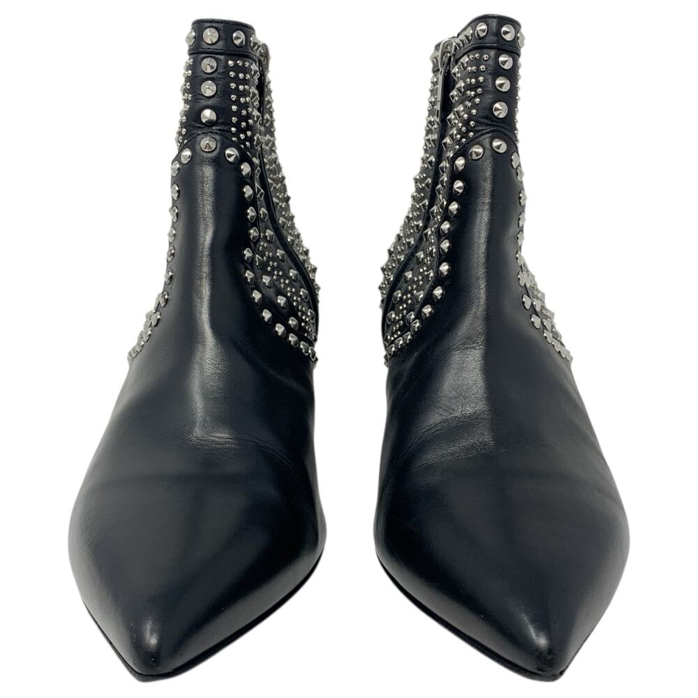 Saint Laurent Cat 50 Studded Black Leather Western Moto Ankle Booties EU 38.5 - Picture 2 of 11